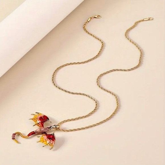 ✨Betsey Johnson Dragon Blaze Charm Necklace - Picture 3 of 6